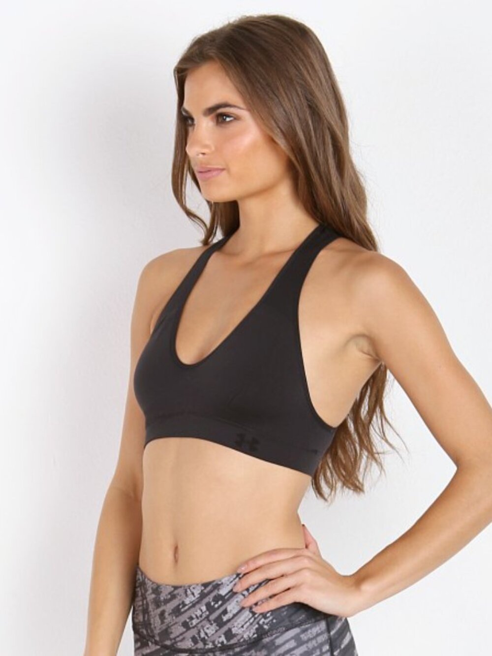 UA Seamless Plunge Sports Bra- Black, XS